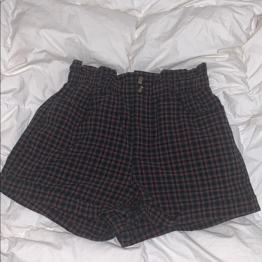 AE Plaid High Waisted Shorts